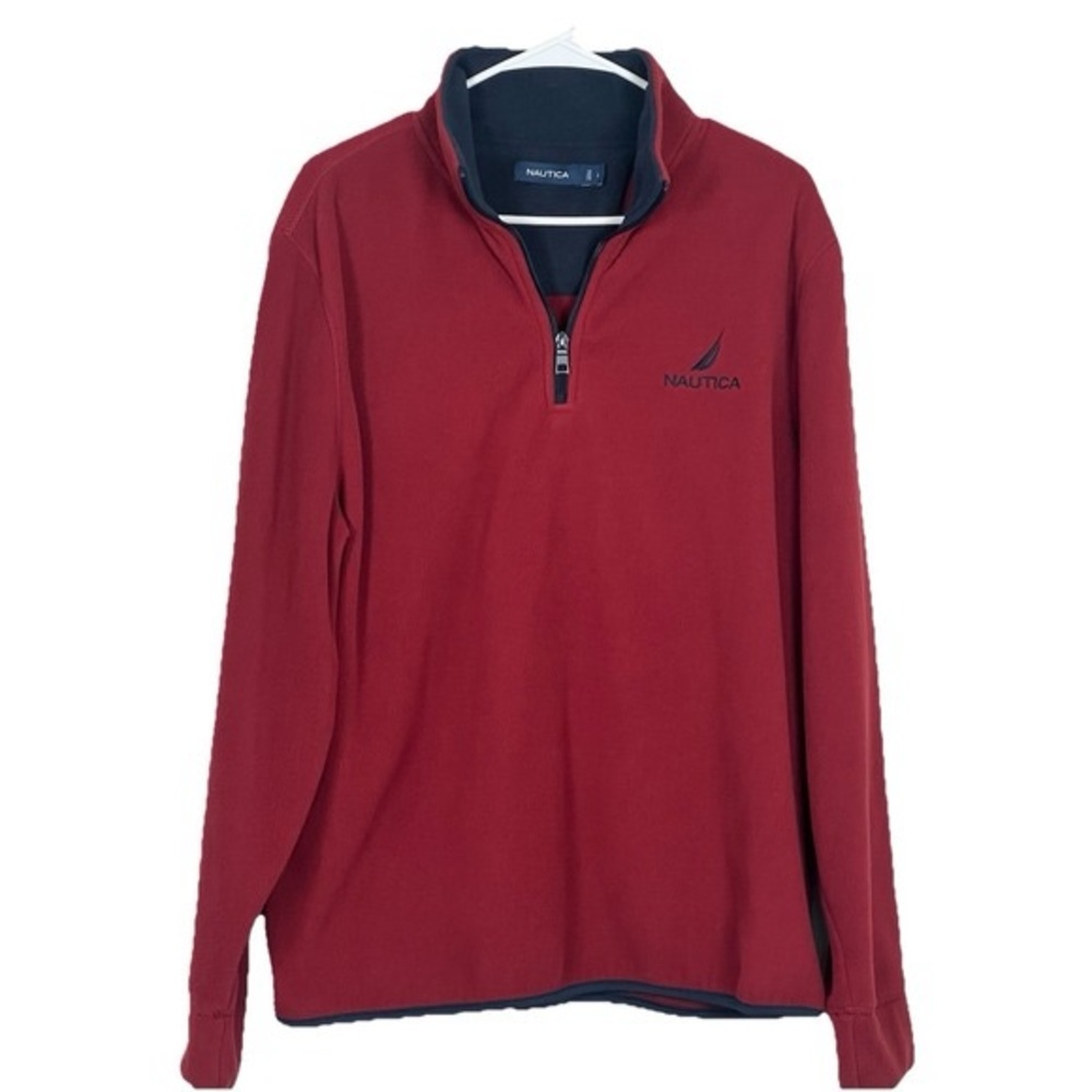 NWT Nautica Burgundy Fleece Quarter-Zip Pullover